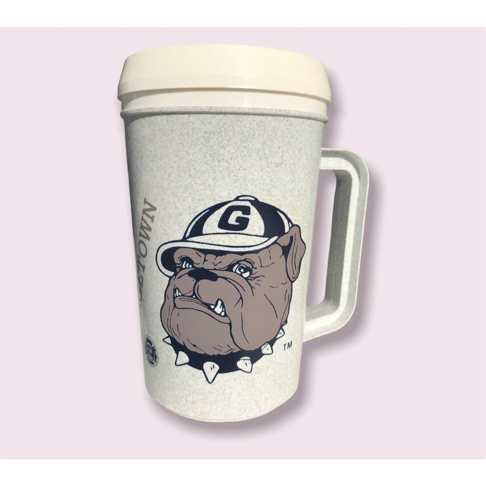 Georgetown Bulldogs Logo Ncaa Insulated Super Thermo Betras Mug Cup w/ Cover Vtg